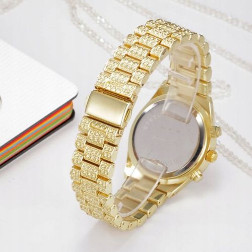 ZŁOTY ZEGAREK DAMSKI Z KRYSZTAŁAMI NA BRANSOLECIE 585 NA PREZENT DLA ŻONY na Arena.pl