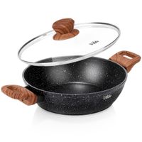 Patelnia Granitowa do Smażenia Duszenia Głęboka z Pokrywką 24 cm 2,2L