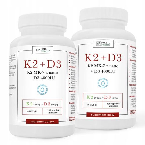 K2 MK-7 200µg+D3 4000IU 100µg w oleju MCT 120 kaps na Arena.pl