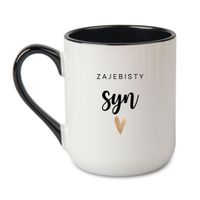 KUBEK "ZAJEBISTY SYN" Wzór - Elegant Coffee Czarny 330 ml