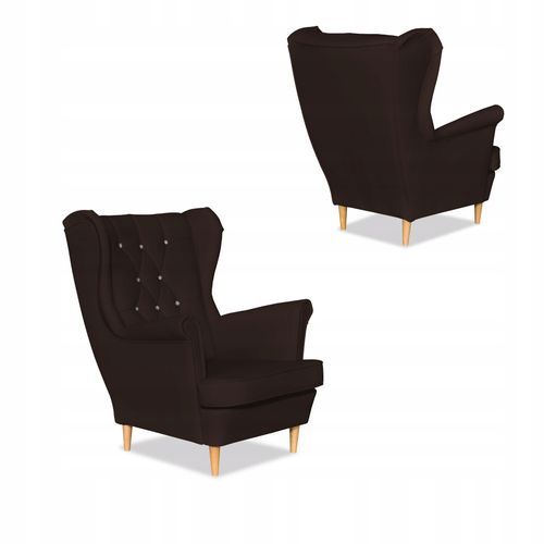 Zestaw uszak Gaja ekoskóra skaj sofa fotele ciemny brąz na Arena.pl