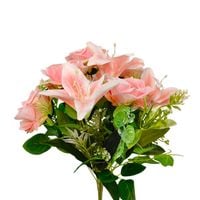 Bukiet róża lilia łososiowo różowy