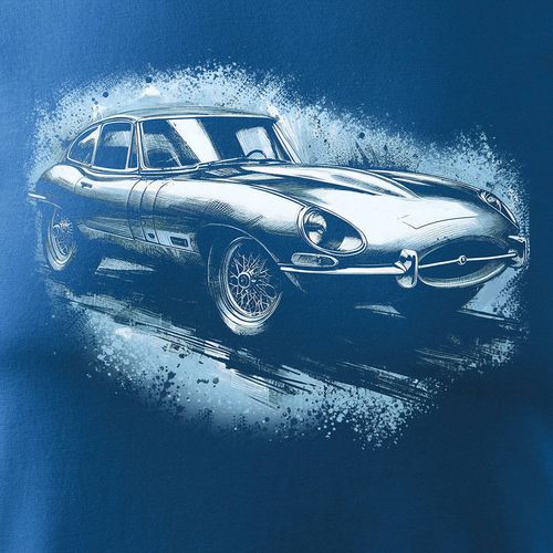 Koszulka z samochodem jaguar z jaguarem e-type e type etype kolekcjonerska męska niebieska REGULAR XXL na Arena.pl