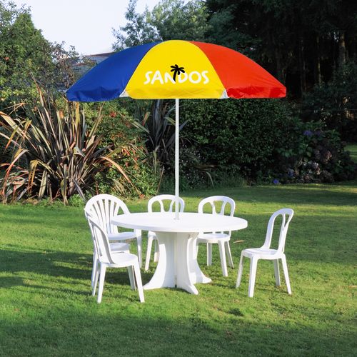 Parasol plażowy ogrodowy multicolor + STOJAK na Arena.pl