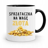Dla Sprzątaczki Kubek Czarny Na Prezent Urodziny Z Nadrukiem Ze Zdjęciem