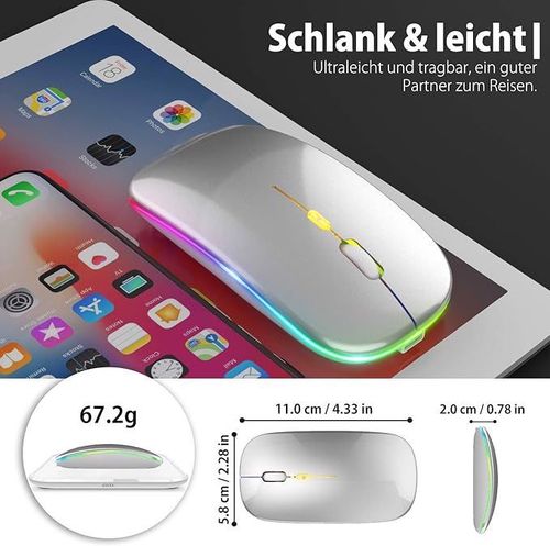 Bezprzewodowa mysz USB typu C, LED, srebrna na Arena.pl