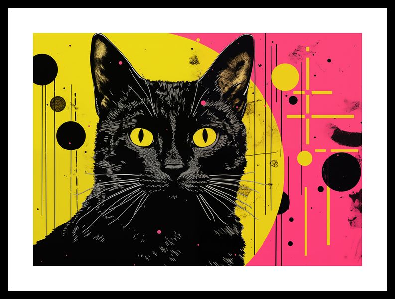 Plakat 42x29,7cm Neonowy Kocur zdjęcie 3