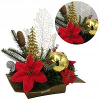 Stroik Świąteczny na Stół Złoty Wianek Boże Narodzenie Choinka Złota Bombka