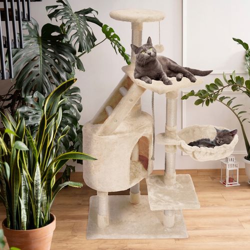 DRAPAK DLA KOTA WIEŻA LEGOWISKO DOMEK Z ZABAWKAMI BEŻOWY DUŻY XXL 120 cm na Arena.pl