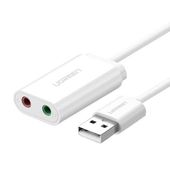 zewnętrzna karta dźwiękowa usb ugreen  us205 15cm (biały)