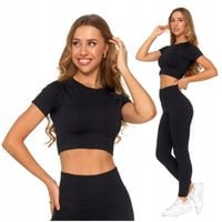 Top Sportowy Damski z krótkim rękawem Stylowa Koszulka CZARNA MORAJ S/M