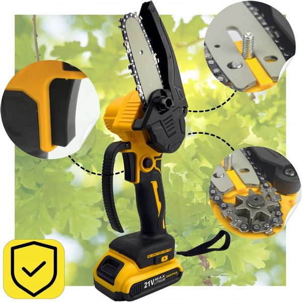 Piła Łańcuchowa Akumulatorowa Mini Pilarka 4''/6'' cali 2xAKU 2xPROWADNICE zdjęcie 4