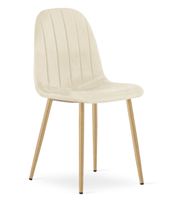 Krzesło tapicerowane PADVA beż jasny welur nogi dąb do jadani kuchni