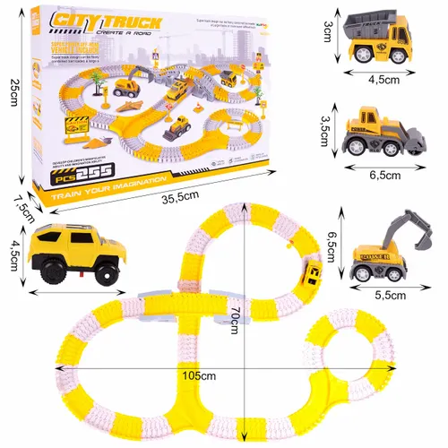 Kolejka Tor Samochodowy Auta Budowlane 255 elementów na Arena.pl