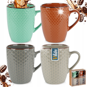 ZESTAW KUBKÓW CERAMICZNYCH DO KAWY HERBATY KOLOROWE KOMPLET 4 SZT 400ML