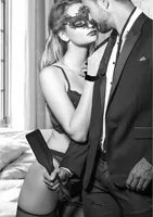 ouch! by shots zestaw bondage #3 - kajdanki, maska, łopatka, czarny