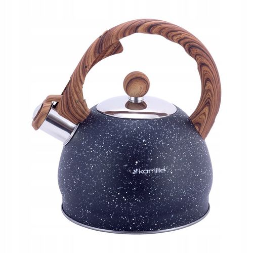 CZAJNIK NA GAZ INDUKCJA STALOWY Z GWIZDKIEM CZARNY marmurkowy 2l na Arena.pl