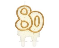 ŚWIECZKA URODZINOWA CYFERKA 80 GODAN ZŁOTY KONTUR 8 CM