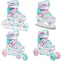 Rolki Łyżwy Wrotki Regulowane 4w1 RAVEN Lia PLUS Mint 30-33 Kółka LED