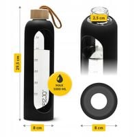 BUTELKA SZKLANA NA WODĘ BIDON MOTYWACYJNA SZCZELNA SILIKONOWE ETUI 4FIZJO