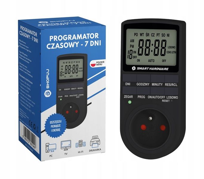 PROGRAMATOR CZASOWY WŁĄCZNIK WYŁĄCZNIK LCD CYFROWY HARMONOGRAM 7 DNI POLSKI zdjęcie 1