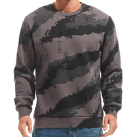 Męska Bluza Polarowa Crewneck Casual Ocieplana Moro Kamuflaż Szara 3XL