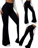 ELEGANCKIE SPODNIE DAMSKIE ELASTYCZNE LEGGINSY CZARNE DZWONY KLASYCZNE