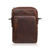 saszetka męska skórzana na ramię brązowa mała funkcjonalna