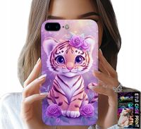 ETUI DO IPHONE ( 7 PLUS ) - SŁODKI TYGRYSEK NA RÓŻOWYM TLE + SZKŁO
