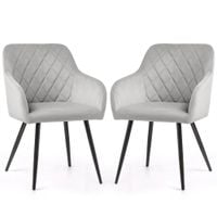 2x Krzesło welurowe tapicerowane do salonu VELTO Szare Czarne nogi