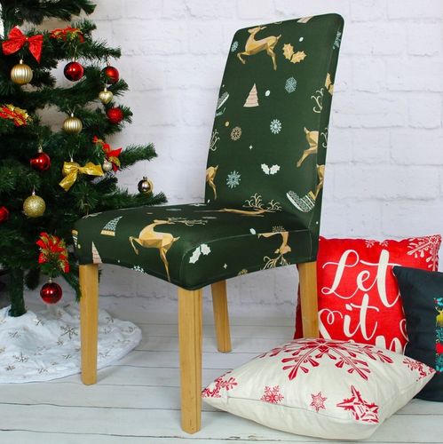 ZESTAW 6 SZT POKROWIEC NA KRZESŁO ZIELONY ŚWIĄTECZNE WZORY ELASTYCZNY na Arena.pl
