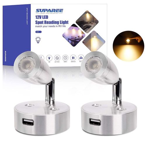 Lampka LED Ścienna 12 V Zestaw 2 szt Srebrne na Arena.pl