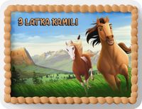 PROSTOKĄTNY OPŁATEK NA TORT A4 20x29CM - MUSTANG KOŃ + IMIĘ