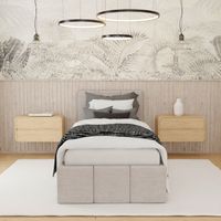 ŁÓŻKO POJEDYNCZE 90x200cm ŁÓŻKO TAPICEROWANE Z POJEMNIKIEM BEŻOWE