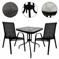 KOMPLET MEBLI BALKON OGRÓD STÓŁ + 2x KRZESŁA BERGAMO 6060 MI 2os. CZARNY