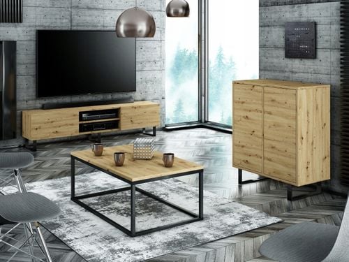 KOMODA INDUSTRIALNA LOFT 80 2D DĄB ARTISAN / MAT na Arena.pl