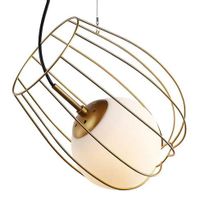 Druciana LAMPA wisząca MELISA MDM-3943/1 GD Italux metalowa OPRAWA drut ZWIS szklana kula ball klatka loft złota