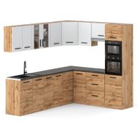 Kuchnia Modułowa Narożna Z Blatem Duża Marra 4.6m Wotan Biała Dąb Wotan