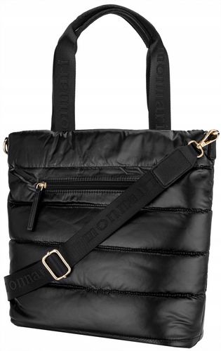 TOREBKA MONNARI Czarna SHOPPER BAG Listonoszka PIKOWANA NA RAMIĘ PASEK na Arena.pl
