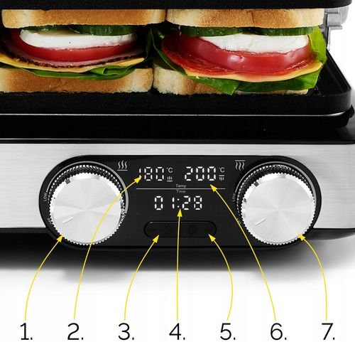 Grill elektryczny Kontaktowy Yoer 2000W +Programator czasu i Temperatury na Arena.pl