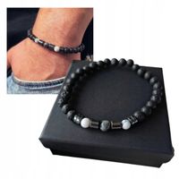 Bransoletka męska ochrona spokój siła hematyt lawa howlit larvikit talizman