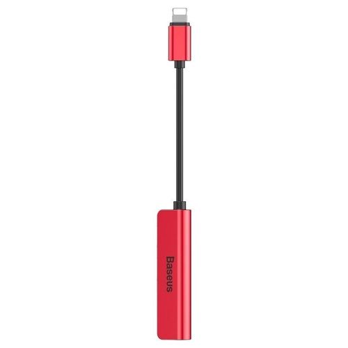 Adapter Audio Baseus L52 Lightning do Mini Jack 3.5mm i 2x Lightning (czerwony) na Arena.pl