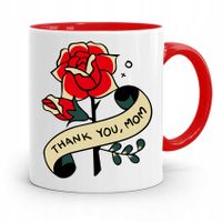 Kubek Czerwony Prezent Dla Mamy Thank You Mom Z Nadrukiem Ze Zdjęciem