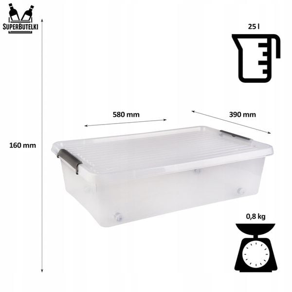 POJEMNIK PLASTIKOWY 25 L ORGANIZER Z POKRYWKĄ NA KÓŁKACH DO zdjęcie 7