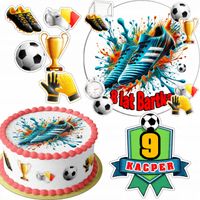 ZESTAW OPŁATEK NA TORT 20CM + 16 POSTACI- PIŁKA NOŻNA SPORT +IMIĘ 15CM 18CM