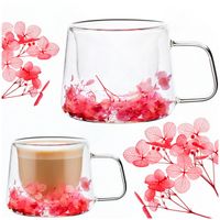 Szklanka termiczna do kawy 180 ml filiżanka z podwójnym dnem na herbatę, z kwiatami