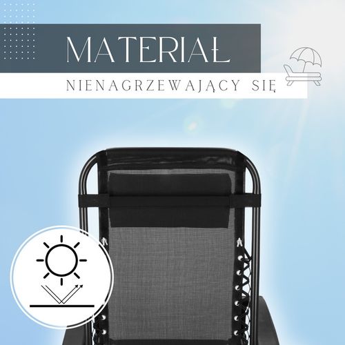 Leżak zero gravity z zagłówkiem czarny na Arena.pl