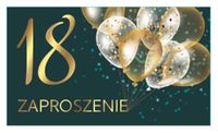 Zaproszenia urodzinowe 18 urodziny ciemnozielony balony, 10 szt.