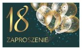Zaproszenia urodzinowe 18 urodziny ciemnozielony balony, 10 szt.