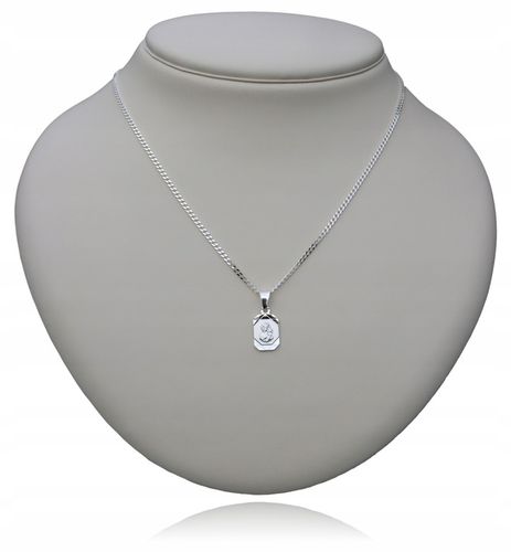 ŁAŃCUSZEK SREBRNY MEDALIK KOMUNIJNY MATKA BOSKA NA KOMUNIĘ NA CHRZEST 50 cm na Arena.pl